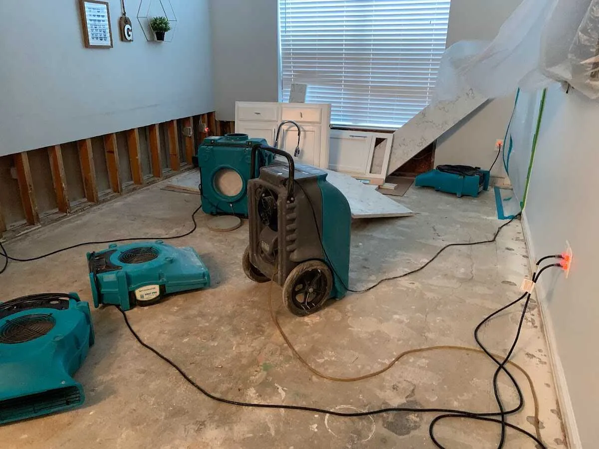 Dehumidifier in flood-cut room for Water Damage Restoration in Bloomingdale
